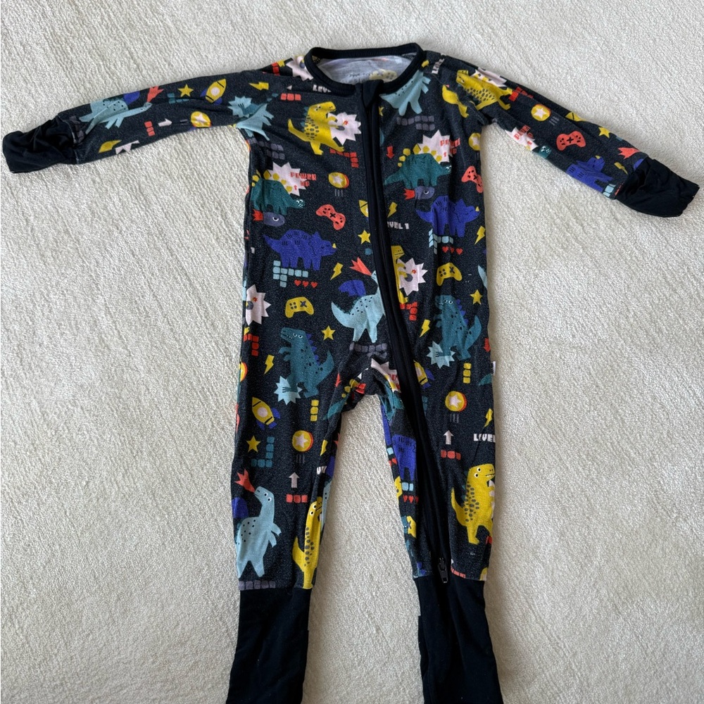 Little sleepies  Dinosaur Print One Piece zippy